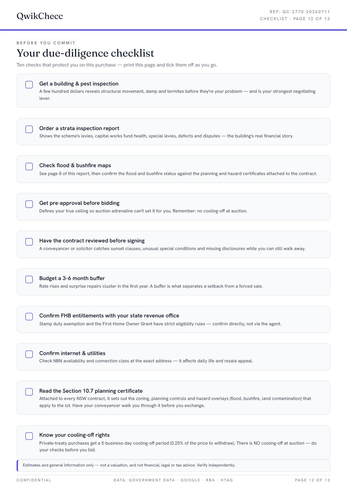 Sample · English — QwikChecc property report page 12