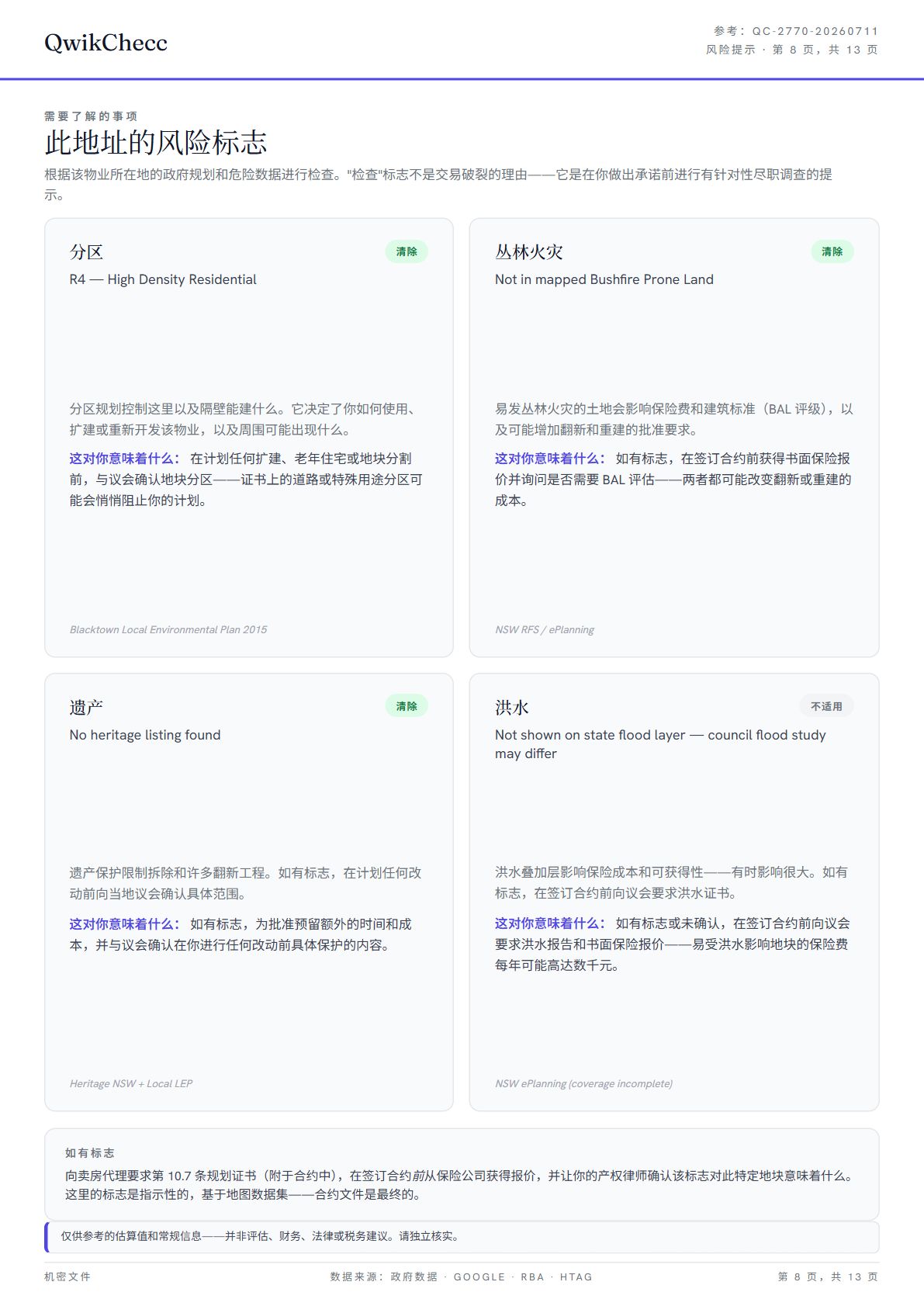 样本 · 中文 / Sample · 中文 — QwikChecc property report page 8